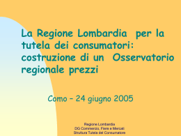 costruzione di un Osservatorio regionale prezzi