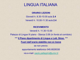 Lingua Italiana - Lingue e Letterature Straniere