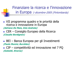 Finanziare la ricerca e l`innovazione in Europa 1-dicembre