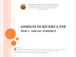 assegni di ricerca fse - Università degli Studi di Verona