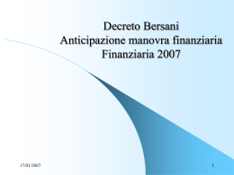 Decreto Bersani, anticipazione manovra