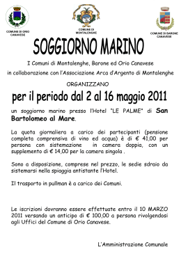 Dal 2 al 16 Maggio - Soggiorno Marino per Anziani