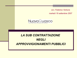 La sub contrattazione negli approvvigionamenti pubblici