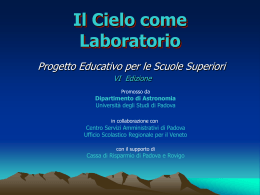 Il Cielo come Laboratorio Progetto Educativo per le Scuole Superiori
