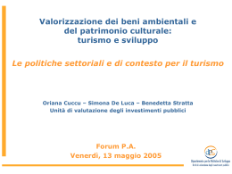 Le politiche settoriali e di contesto per il turismo