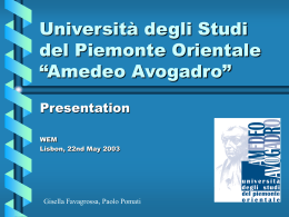 Università degli Studi del Piemonte Orientale “Amedeo