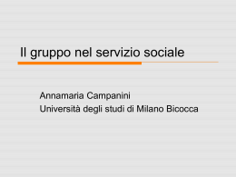 Il lavoro sociale con i gruppi - Dipartimento di Sociologia