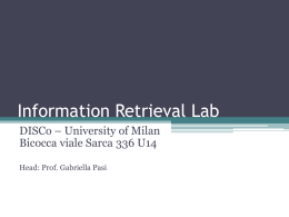 Information Retrieval Lab - DISCo - Università degli Studi di Milano