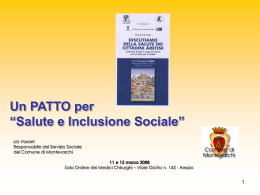 UN PATTO PER SALUTE E INCLUSIONE SOCIALE