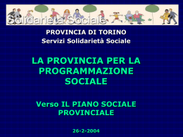 IL PIANO SOCIALE PROVINCIALE
