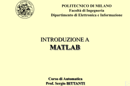 Introduzione a Matlab - Politecnico di Milano