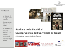 La Facolt&agrave; di Giurisprudenza si presenta agli studenti Erasmus