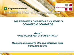 AdP Regione Lombardia e Sistema Camerale