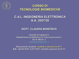 CORSO DI TECNOLOGIE BIOMEDICHE C.d.L. INGEGNERIA