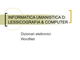 Dizionari Elettronici WordNet