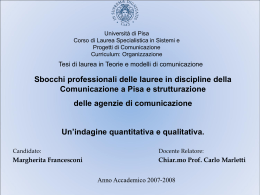 Condizione profess. laureati - Scienze della Comunicazione, Pisa