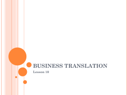 Business Translation Lesson 10