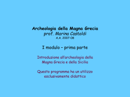 Archeologia della Magna Grecia prof. Marina