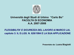 D.Lgs 626 - Università di Urbino - Università degli Studi di Urbino