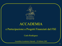 Accademia e Progetti finanziati dal FSE
