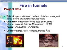 Fire in tunnels Project data Title: Supporto alla realizzazione di