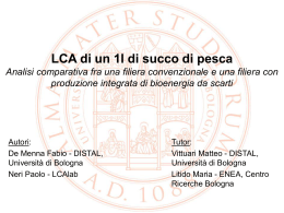 LCA di un 1l di succo di pesca Analisi comparativa fra una filiera
