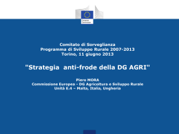 La strategia anti-frode della DG Agri (Piero Mora)