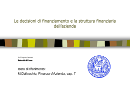 Decisioni di finanziamento - Università degli Studi di Parma