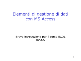 Gestione di dati con MS Access 2000
