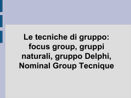 Le tecniche di gruppo