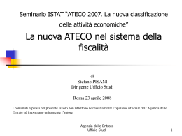 nuova ATECO nel sistema della fiscalit&agrave;