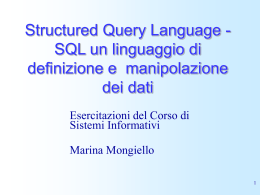 Structured Query Language - SQL come linguaggio di