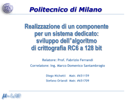 sviluppo dell`algoritmo di crittografia RC6 a 128 bit
