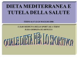 DIETA MEDITERRANEA E TUTELA DELLA SALUTE