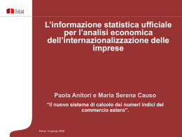 L`informazione statistica ufficiale per l`analisi economica dell