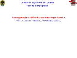 Economia ed organizzazione aziendale Dr Luciano Fratocchi, PhD