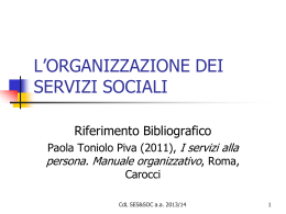 L`organizzazionne dei servizi sociali