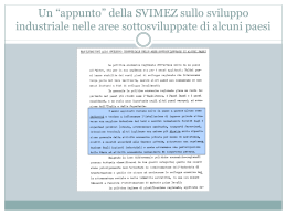 Un &ldquo;appunto&rdquo; della SVIMEZ sullo sviluppo industriale nelle aree
