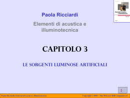 1 Paola Ricciardi Elementi di acustica e illuminotecnica Capitolo 3