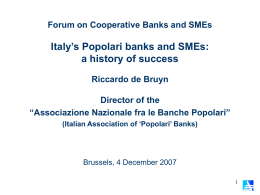 1. Popolari banks and SMEs: rising together