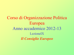 Corso di Organizzazione Politica Europea Anno accademico 2009-10
