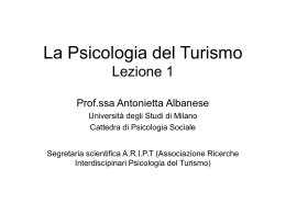 La Psicologia del Turismo Lezione 1