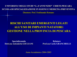 parte sperimentale: impianti natatori nella provincia di pescara