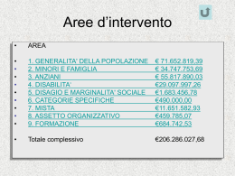 Interventi di welfare suddivisi per aree d`intervento