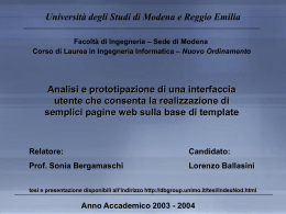 Ballasini Lorenzo - DBGroup - Università degli studi di Modena e