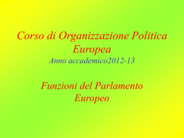 Corso di Organizzazione Politica Europea Anno accademico 2009