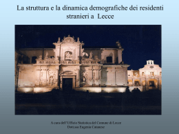 Struttura e dinamica della popolazione straniera