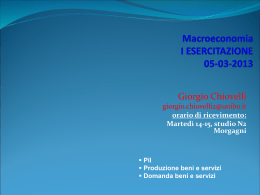 Macroeconomia I ESERCITAZIONE