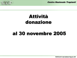 Dati preliminari al 30 novembre 2005