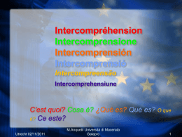 Intercompréhension Intercomprensione Intercomprensión